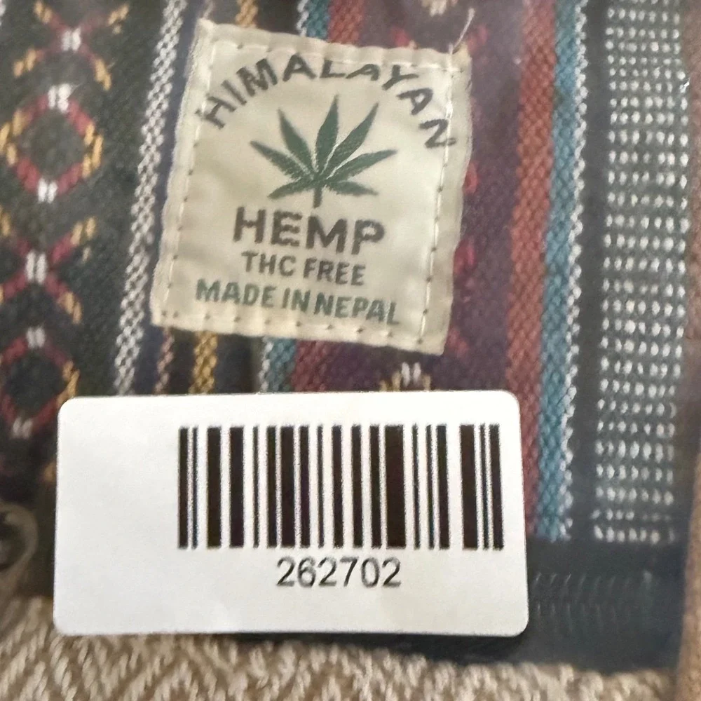 Himalayan Hemp Woven Boho Backpack Made in Nepal Tan Grey Multicolor